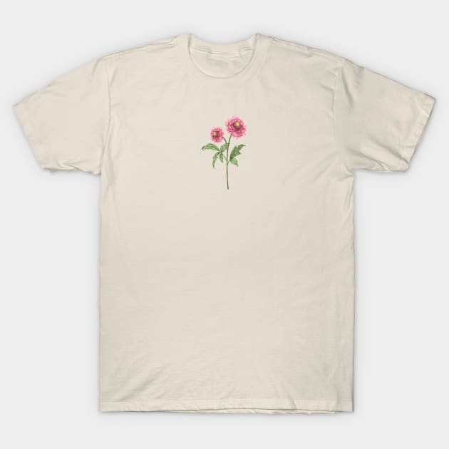 Pink Peony 1 Botanical T-Shirt by Salfiart